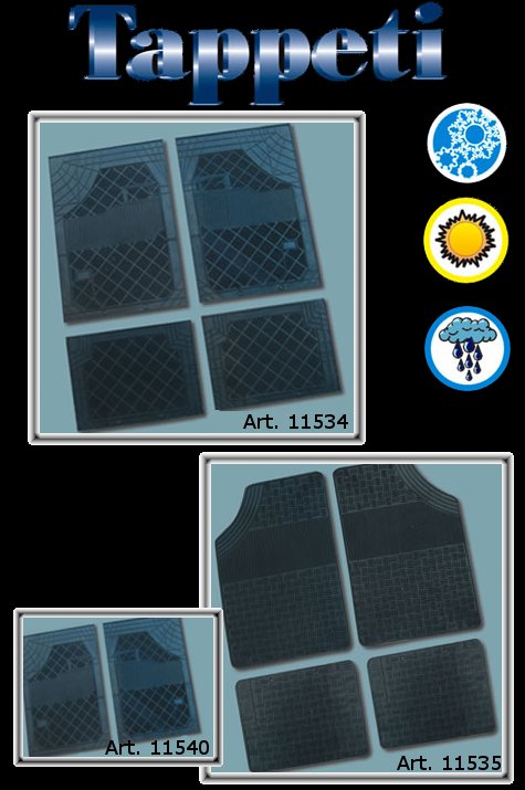 Car mats in genuine rubber cuttable universal size by Prodotti Record Lucca, Italy