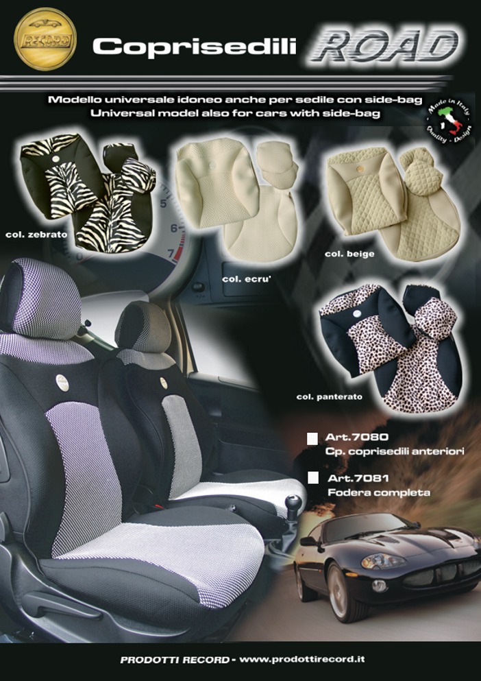 image New seat cover Road line. Stylish seat covers that fits perfectly every car seat. Can be used also for 
side-bag seats by Prodotti Record.