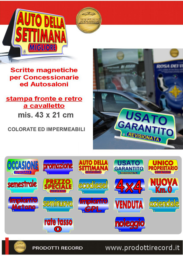 Cartello magnetici per autosaloni doppia faccia (Art. 132XX) immagine 1